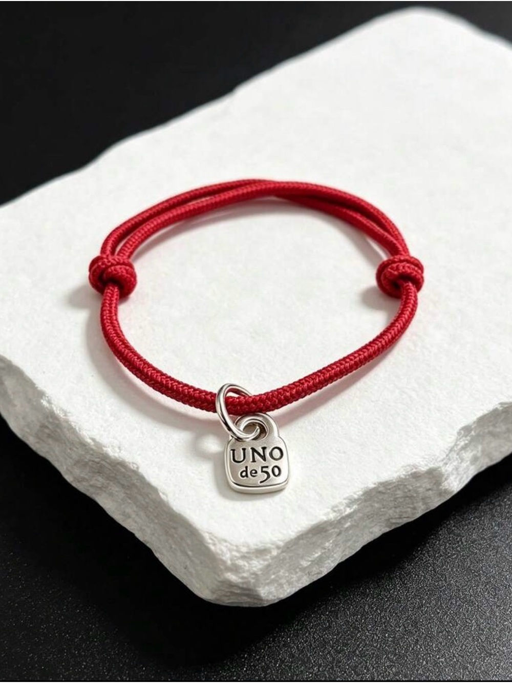 UNO de 50 Red Cord Bracelet with Silver Charm adjustable waterproof